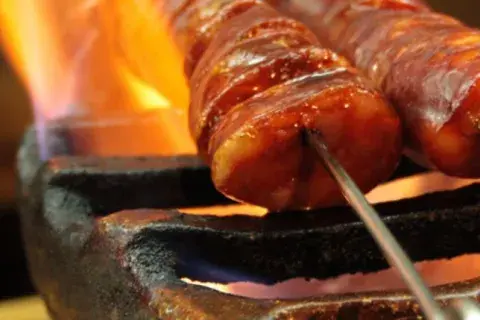 Flame-grilled chorizo for the barbecue