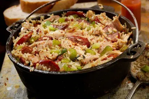 Jambalaya de pollo y chorizo