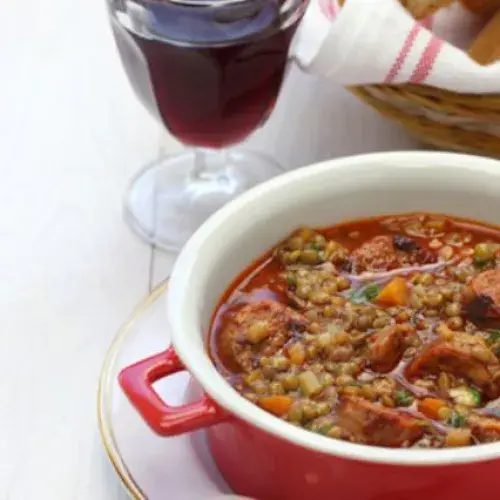 Lentils with chorizo in 15 minutes